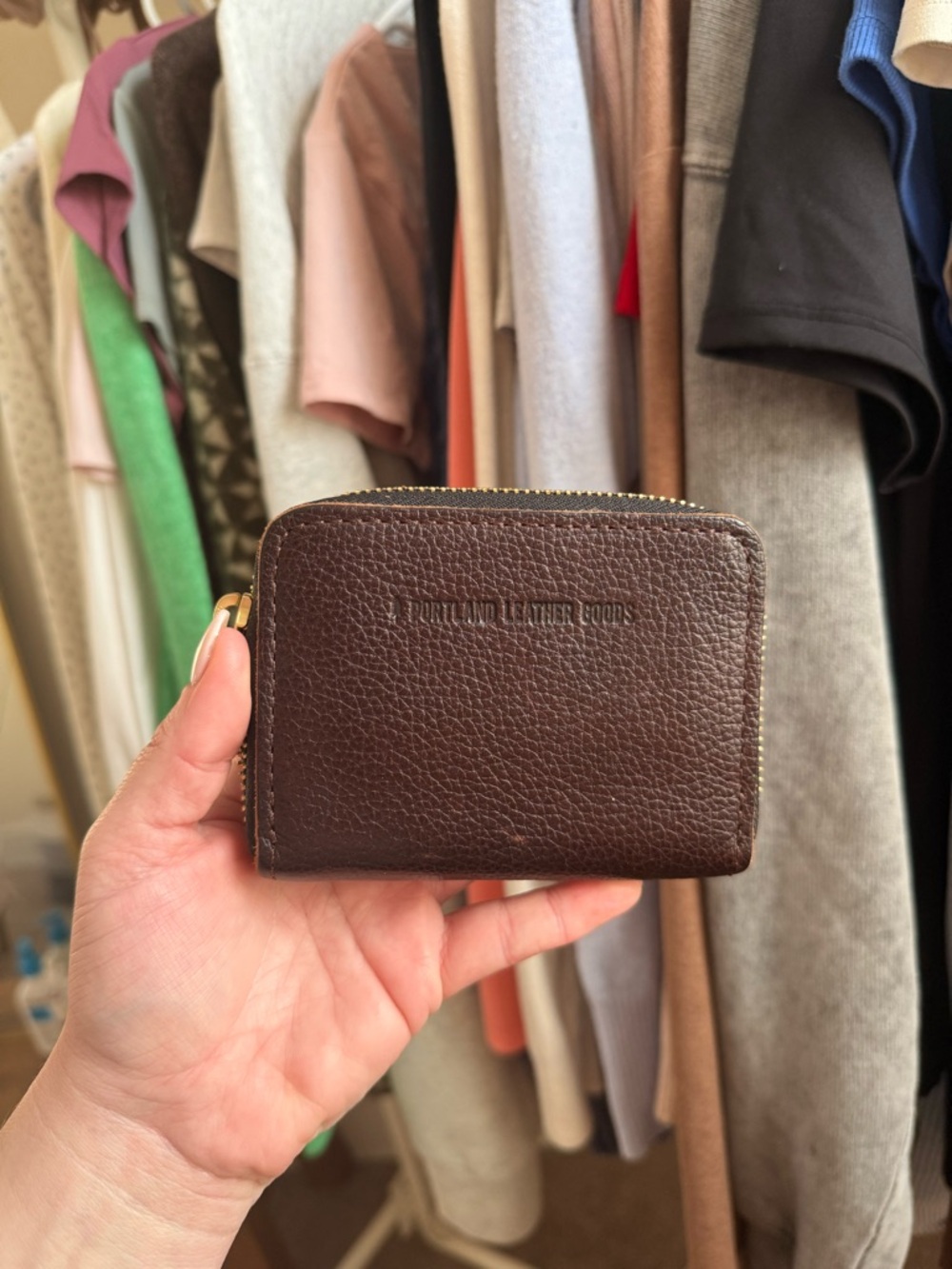NWOT Leather Zip Card Wallet - Brown - Portland Leather
